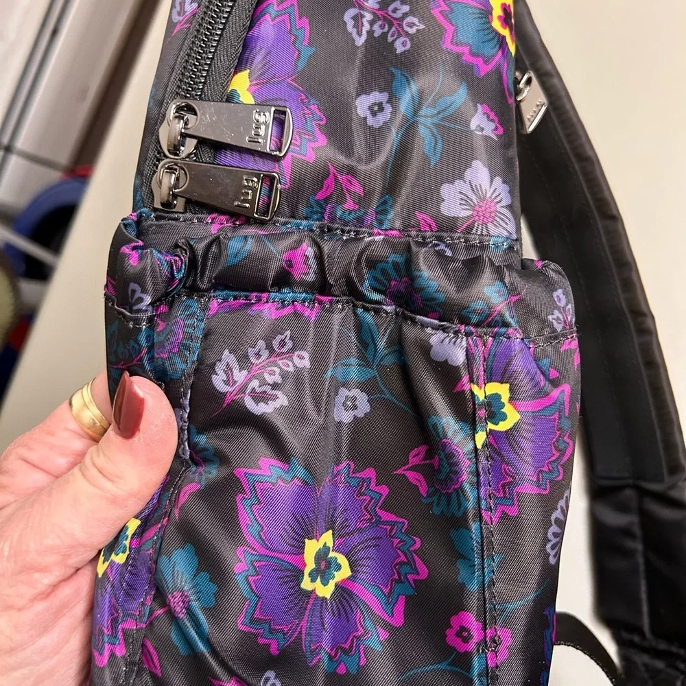 Lug Color Blocked Black and Purple Floral Women's Hopper Backpack - Picture 13 of 13